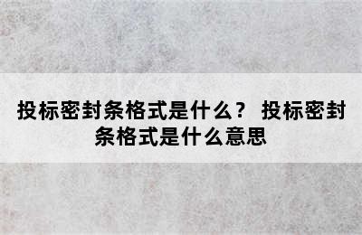 投标密封条格式是什么？ 投标密封条格式是什么意思